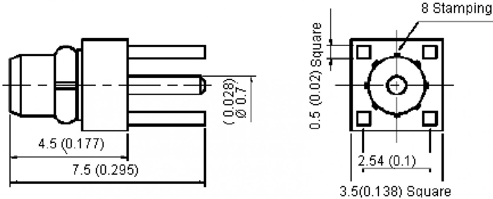 מחבר קונקטור קואקסיאלי MMCX זכר למעגל מודפס